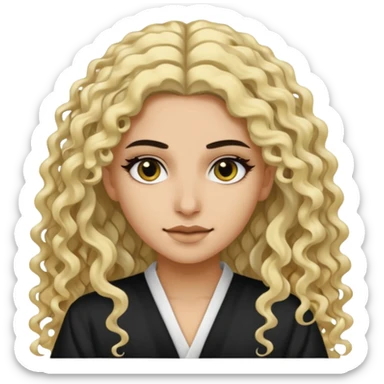 split dye leftside blonde rightside black long curly hair, pretty fair skinned bratz Saudi baddie sticker