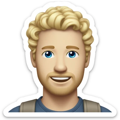 full body light curl blonde 30yo man blue eyed pale skin sticker