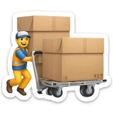 a mover with trolley loaded with 3 packed box  sticker