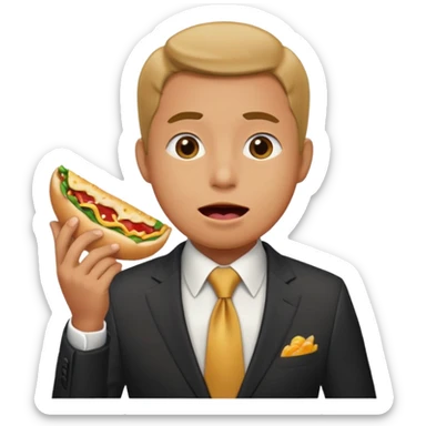 a salaryman drooling over a picture of food sticker