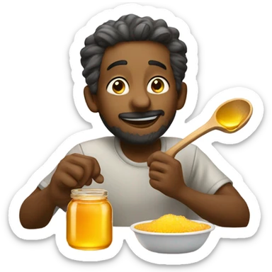 Man eating honey sticker