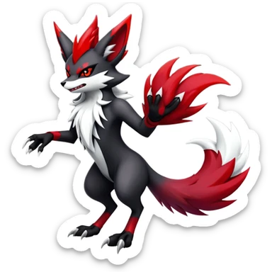 Shiny Exotic Gothic Badass Delphox-Zoroark-Zangoose-hybrid-creature sticker