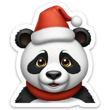 Panda wearing a Christmas hat sticker