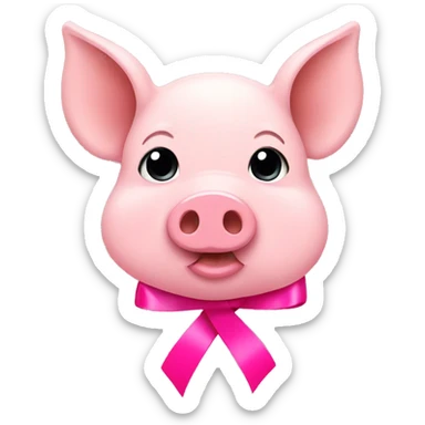 Pig and pink ribbon sticker