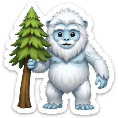 yeti, carrying a big tree sticker