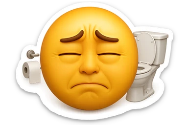 emoji stile iphone che riguarda l'argomento "stipsi/andrò al bagno oggi?", iperrealistico 4k sticker