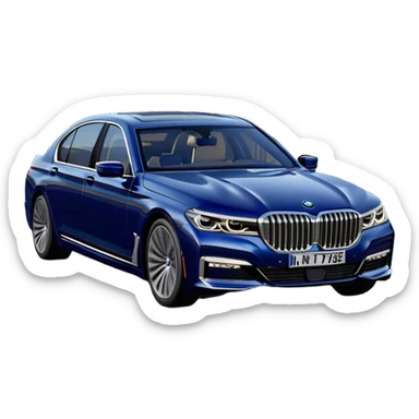 BMW 7 Series (2022) – cinematic-realistic BMW 7 Series emoji, its dark blue exterior gleaming under the city lights as it makes its way through bustling streets. The sophisticated interior whispers luxury as the vehicle drives with remarkable poise, embodying a perfect harmony between cutting-edge technology and comfort. sticker