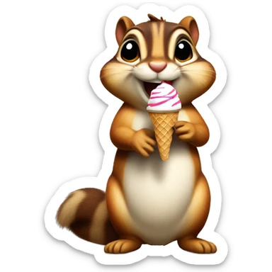 chipmunk holding ice cream cone sticker