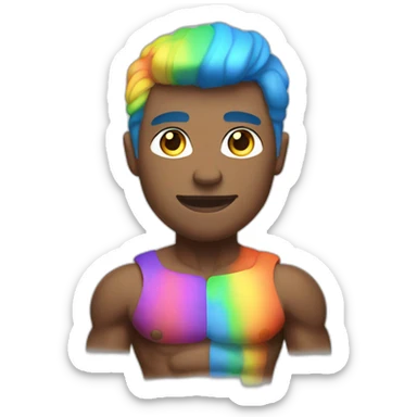 Muscle gay with rainbow skin sticker