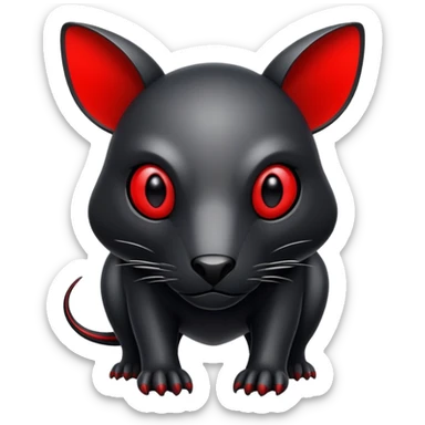 Modern futuristic black dark fakemon-animal-creature with red accents sticker