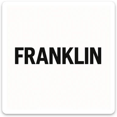 word mark 'FRANKLIN' in all caps, clean sans-serif Helvetica-inspired, bold, black sticker