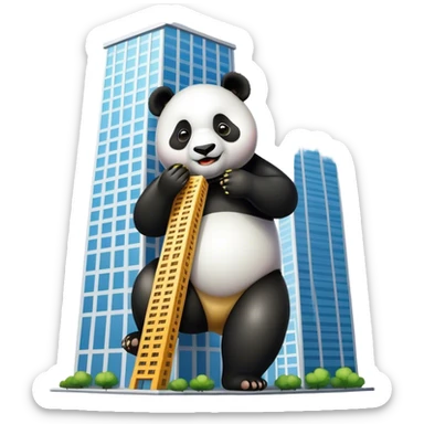 Panda eating a big skyscraper sticker
