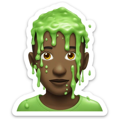 person covered in slime with white eyes  sticker