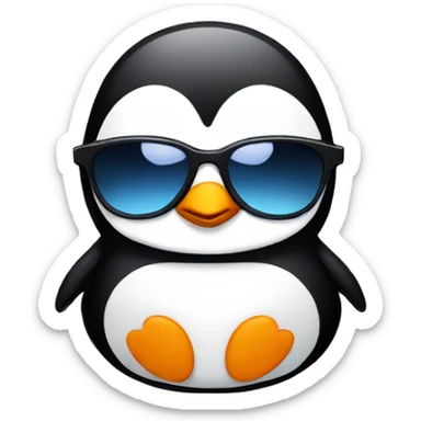 Penguin with sunglasses showing middle hand sticker