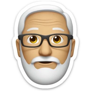 Old bearded man in glasses indoors sticker