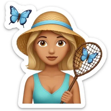 woman holding butterfly net sticker