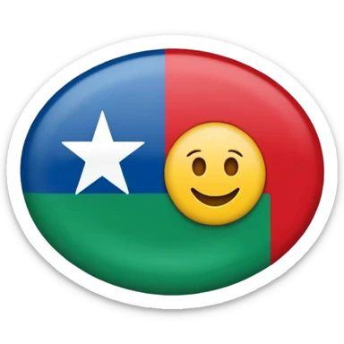 Emoji de bandera, mitad, azul y mitad inferior verde con un círculo rojo en el centro de la bandera en forma de rueda sticker