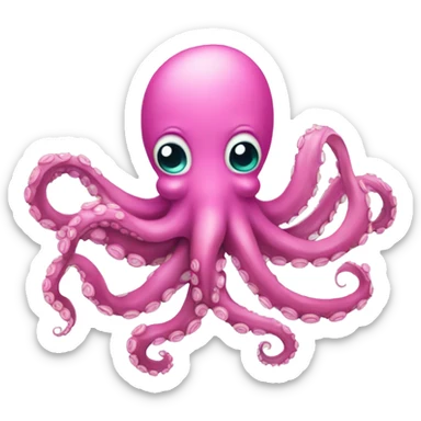 Octopus with pink bow sticker