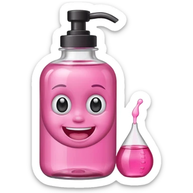 Smiling freaky baby oil bottle pink sticker