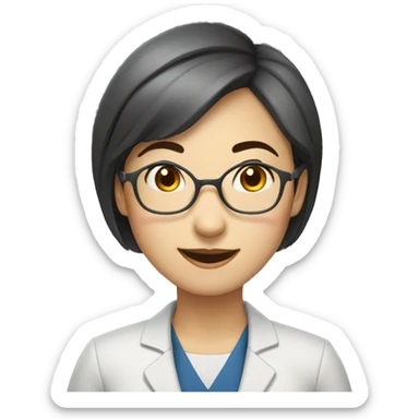 Teacher woman happy no glasses asian short hair sticker