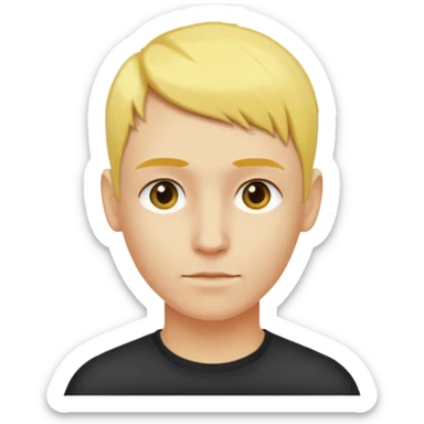 Gözlük yok saçları sarı renk sağ taraf saç kesimi sıfır sticker