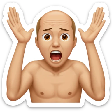 Guy with both hands on his neck and he is screaming sticker