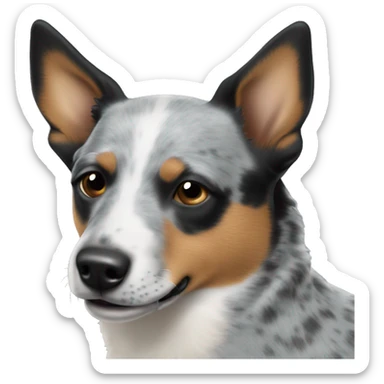 Blue heeler dog with one black spot on left eye  sticker