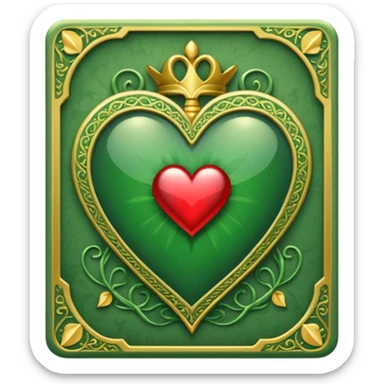 GREEN VALENTINES TAROT CARD DECK WITH HEART ON IT sticker