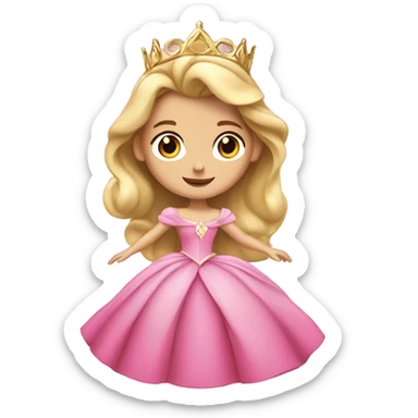 Princess Aurora with gold tiara pink dress   sticker