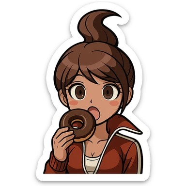Danganronpa style emoji of Aoi Asahina with a donut sticker