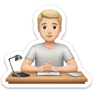 white Guy sitting at desk full picture sticker
