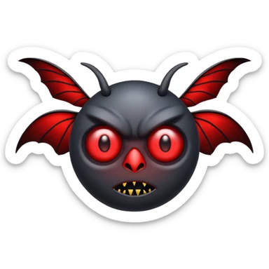 Create a scary emoji of the mothman with bright red eyes sticker