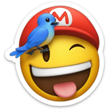 Smiley with a Mario cap and a bird sticker