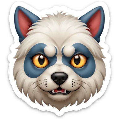 tattooed scary looking dog with heavy face tattoes, white dog sticker