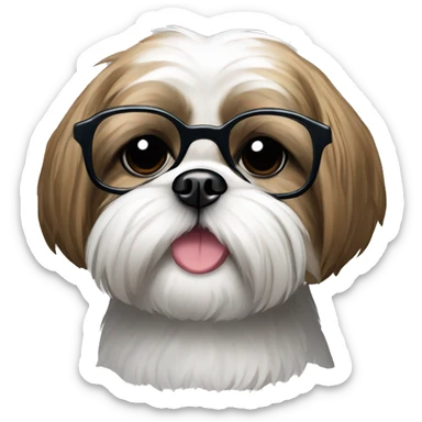 Shihtzu dog with glasses sticker