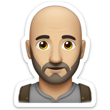 Armenian man bald with round face and big bard sticker