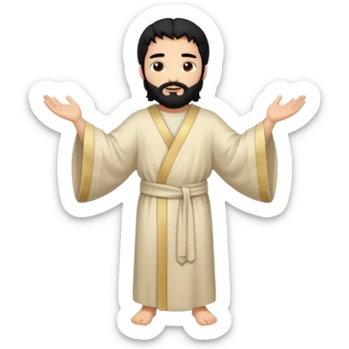 fullbody, head-to-toe, Jesus's apostle Thomas, black hair and black beard, both arms down, normal emoji style, different pose sticker