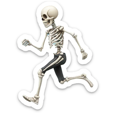 skeleton going for a run sticker