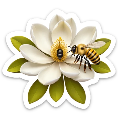 A magnolia with a bee on it sticker