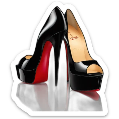 Louboutin Black patent Leather Lady Peep Toe Platform sticker