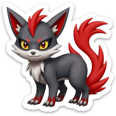 Zangoose-Meloetta-Litten-Guilmon-Darkrai-Pokémon-Fakémon-fusion-hybrid-creature with big claws sticker