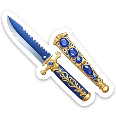 An ornate knife with a blade made of sapphire  sticker