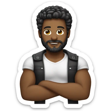 boneco moreno de cabelo preto cacheado e de corpo inteiro sticker