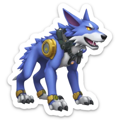  Cool Edgy Digimon-Fakemon-Garurumon-Loogamon-Dorulumon-Wolf full body sticker