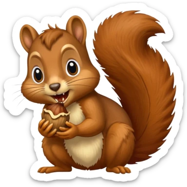 Long toothed squirrel swallows acorn, panicked sticker