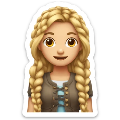 Girl with long hair in a braid going down to her waist sticker