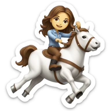 girl with white knee high boots and brown hair riding mechanical bull  sticker