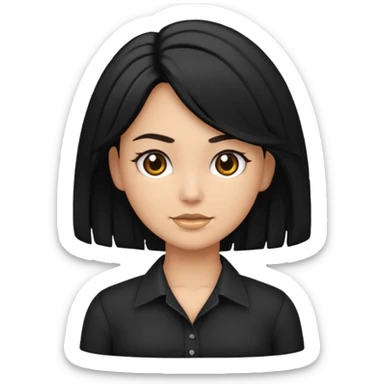 GAROTA MORENA COM CABELO PRETO E CAMISA PRETA sticker