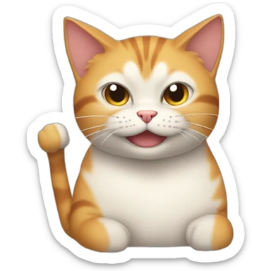 a cat with muscles as whole body that is giving you a wink show the whole body sticker