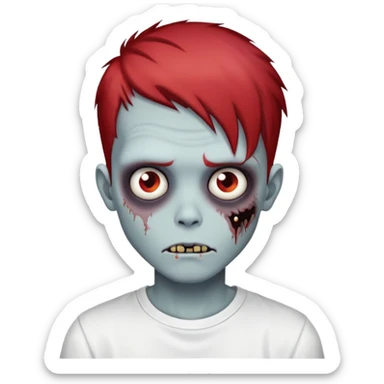 zombie boy with emo red hair and white shirt  sticker